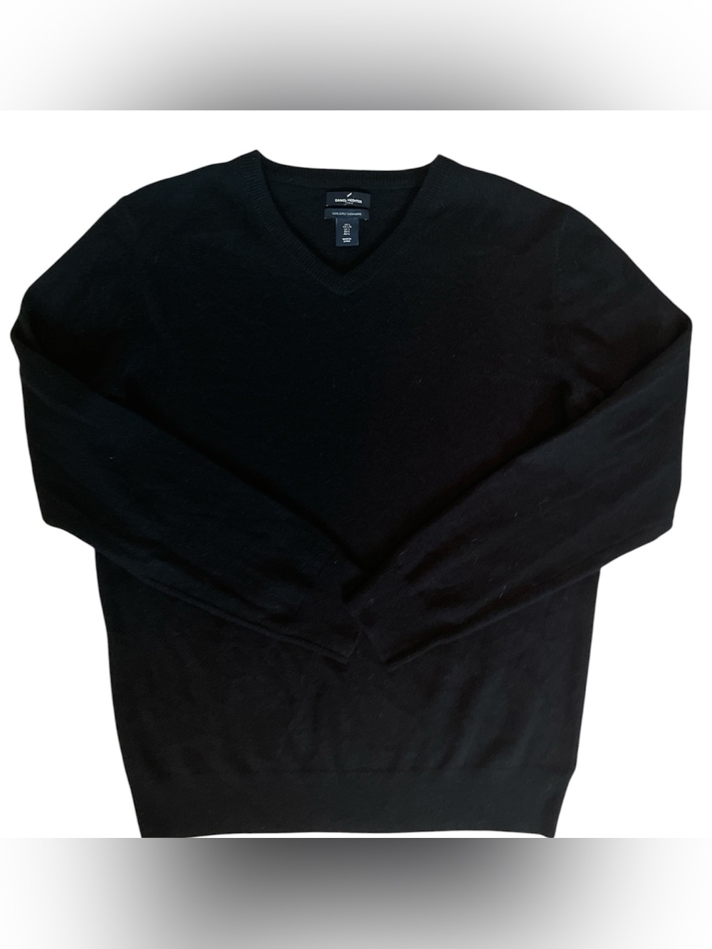 Daniel Hechter Black 100% 2 Ply Cashmere V-Neck Sweater Size Large
